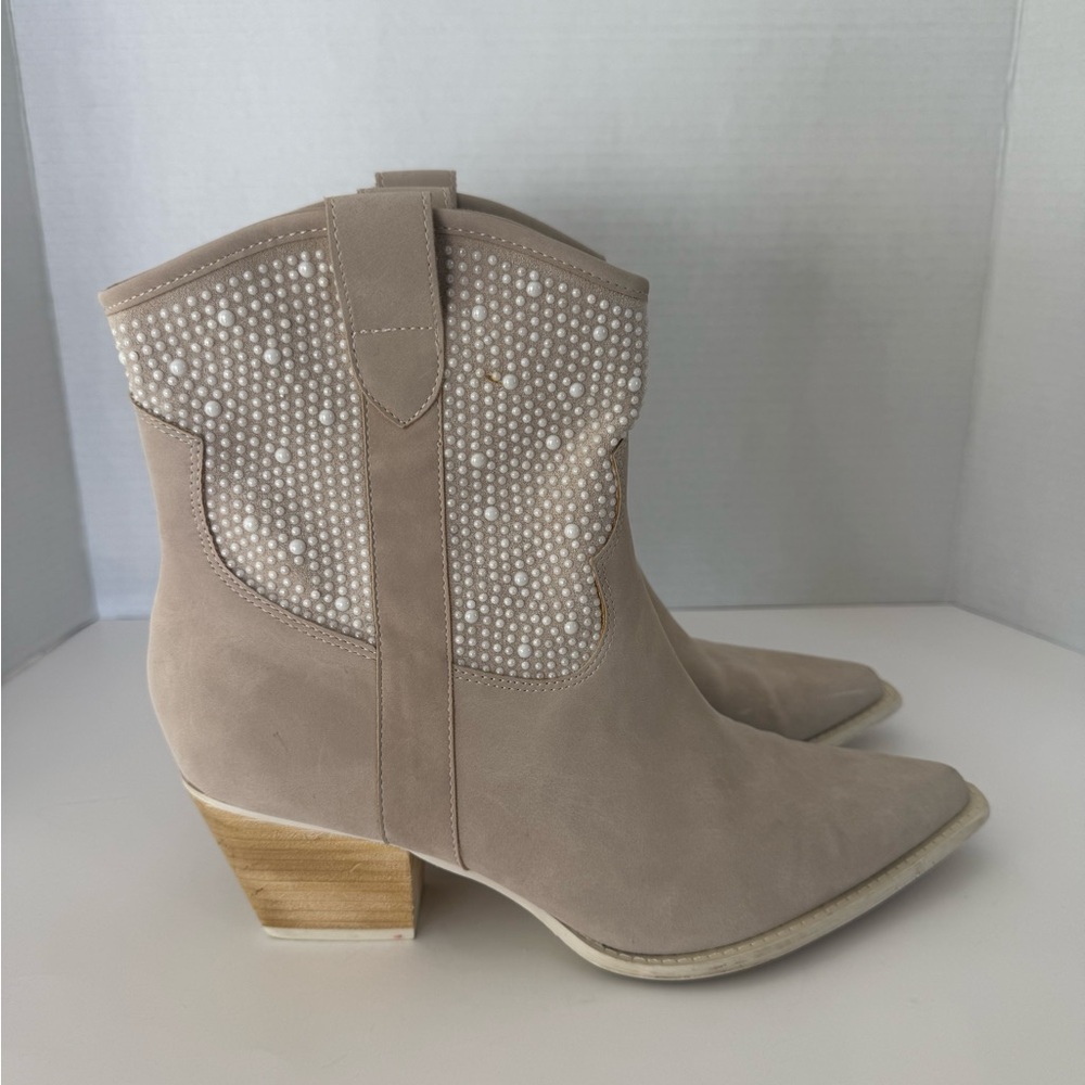 Studded Taupe Ankle Boots — Women’s Booties